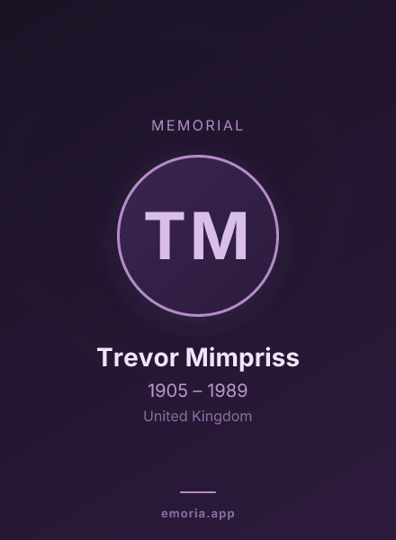 Memorial portrait of Trevor Mimpriss