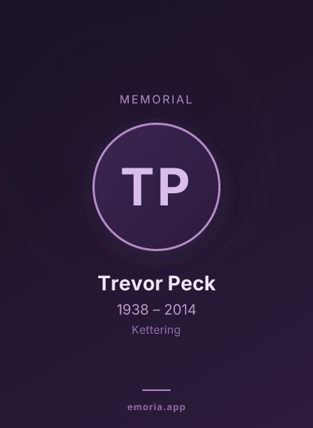 Memorial portrait of Trevor Peck