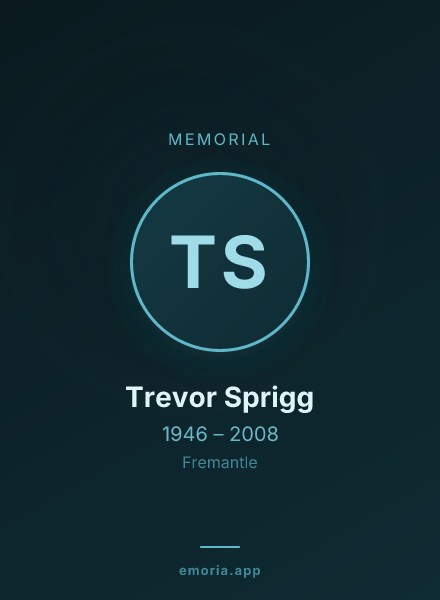 Memorial portrait of Trevor Sprigg