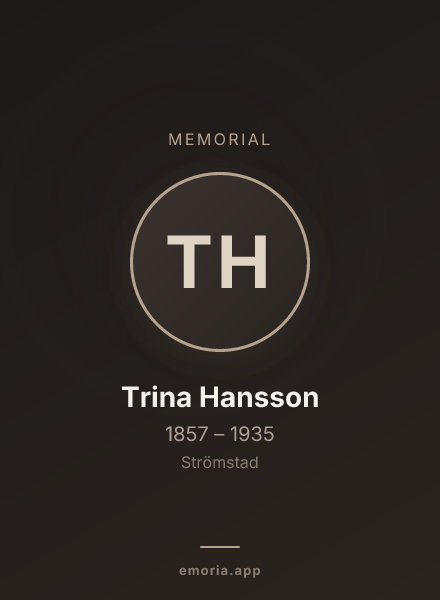 Memorial portrait of Trina Hansson
