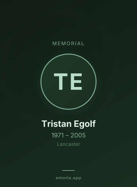 Memorial portrait of Tristan Egolf