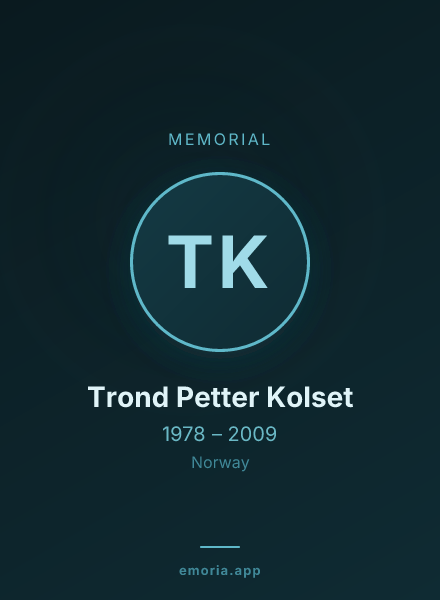 Memorial portrait of Trond Petter Kolset