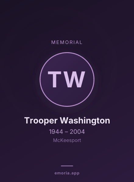 Memorial portrait of Trooper Washington