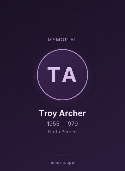 Memorial portrait of Troy Archer
