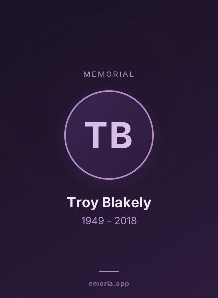 Memorial portrait of Troy Blakely