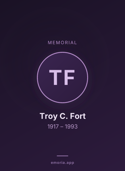 Memorial portrait of Troy C. Fort