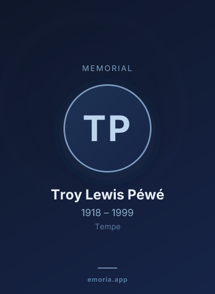 Memorial portrait of Troy Lewis Péwé