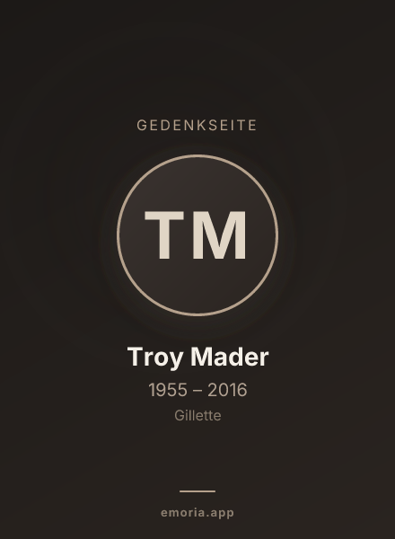 Gedenkportrait von Troy Mader