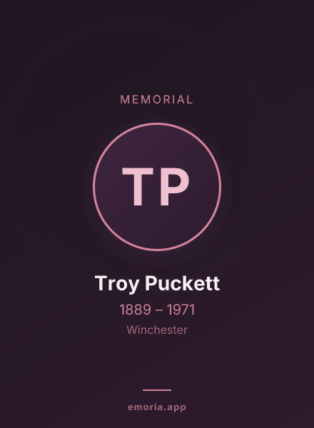Memorial portrait of Troy Puckett