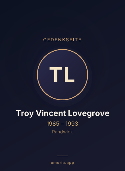 Gedenkportrait von Troy Vincent Lovegrove