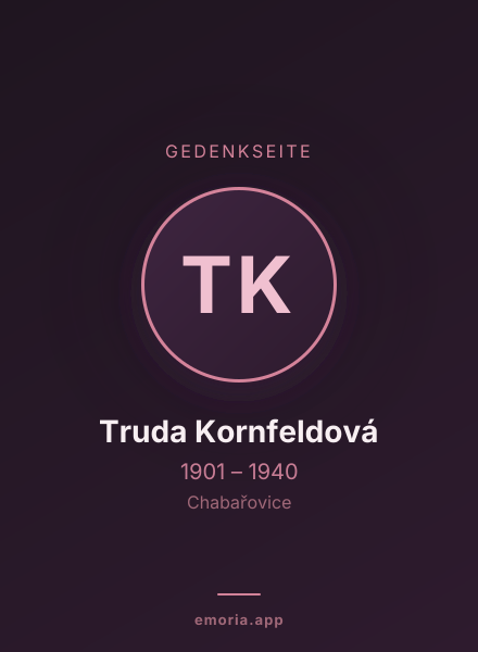 Gedenkportrait von Truda Kornfeldová