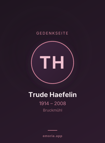 Gedenkportrait von Trude Haefelin