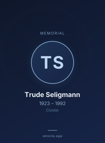 Memorial portrait of Trude Seligmann
