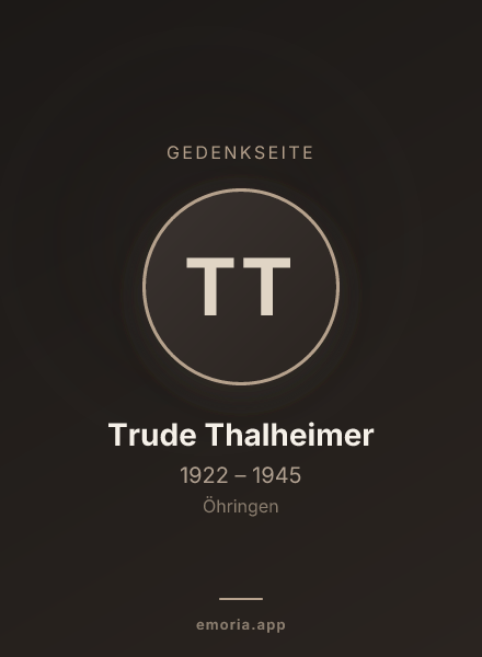 Gedenkportrait von Trude Thalheimer
