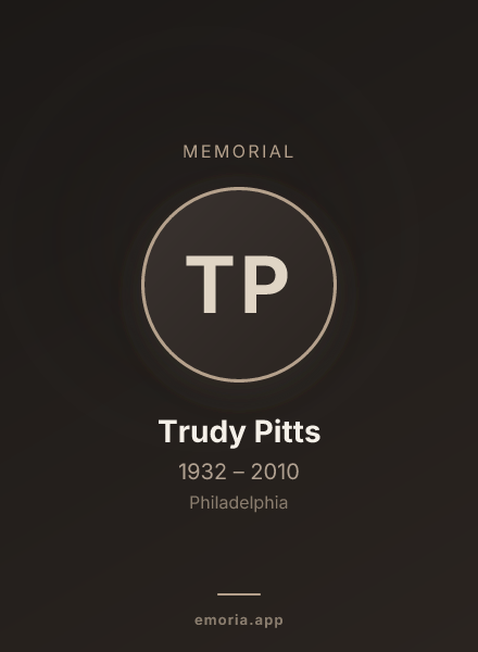Memorial portrait of Trudy Pitts