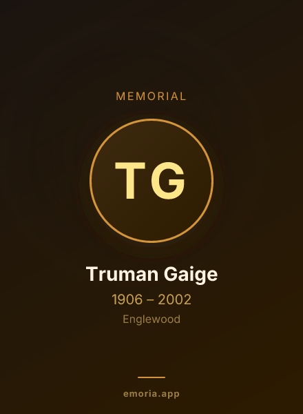 Memorial portrait of Truman Gaige