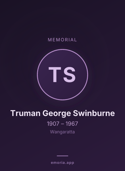Memorial portrait of Truman George Swinburne