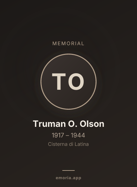 Memorial portrait of Truman O. Olson