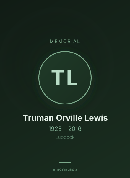 Memorial portrait of Truman Orville Lewis