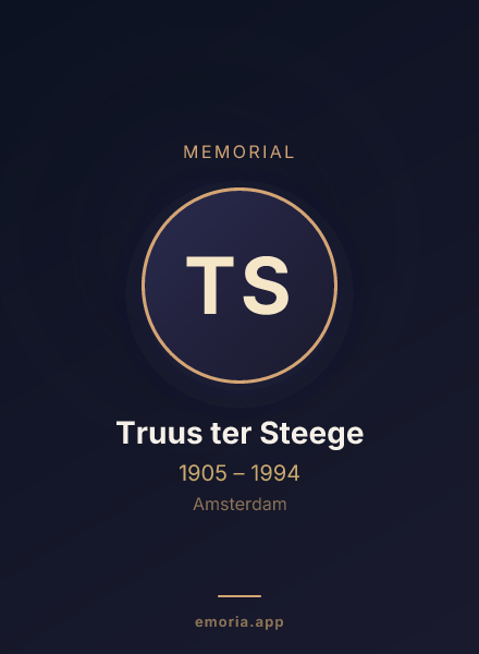 Memorial portrait of Truus ter Steege