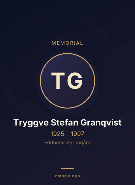 Memorial portrait of Tryggve Stefan Granqvist