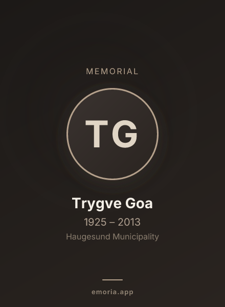 Memorial portrait of Trygve Goa