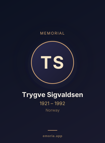 Memorial portrait of Trygve Sigvaldsen