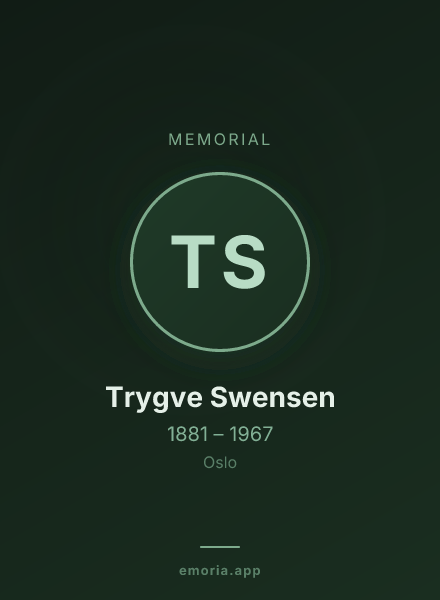 Memorial portrait of Trygve Swensen