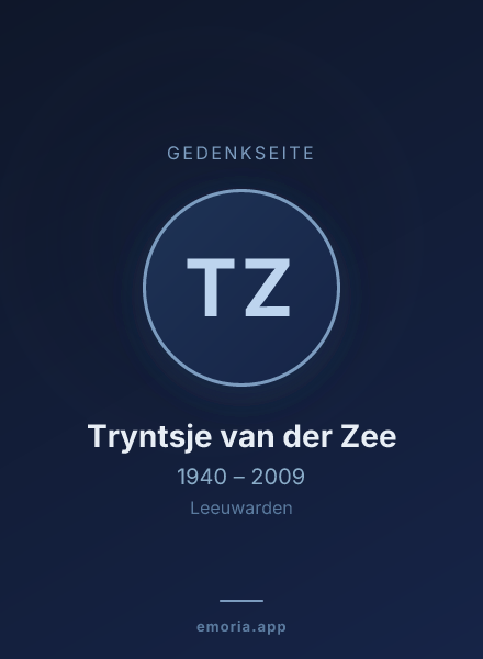 Gedenkportrait von Tryntsje van der Zee