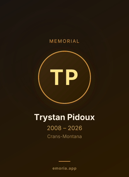 Memorial portrait of Trystan Pidoux