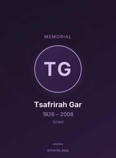 Memorial portrait of Tsafrirah Gar