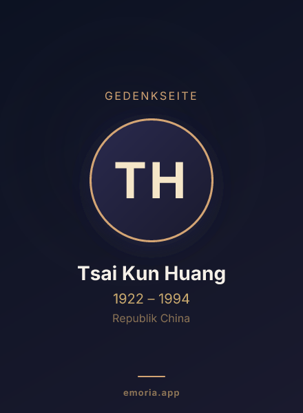 Gedenkportrait von Tsai Kun Huang