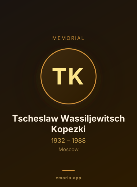 Memorial portrait of Tscheslaw Wassiljewitsch Kopezki