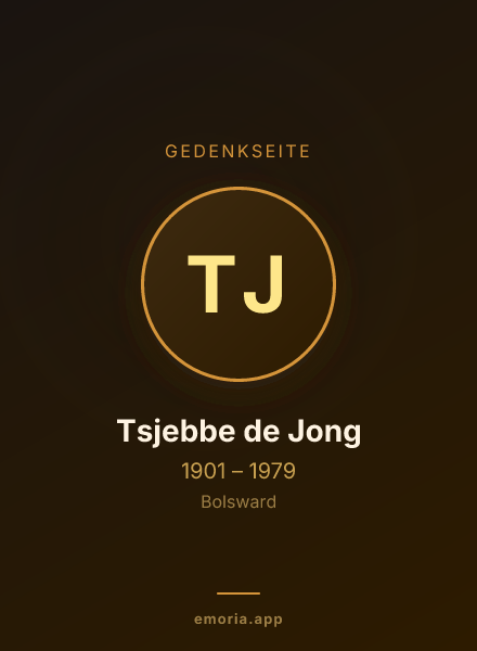 Gedenkportrait von Tsjebbe de Jong