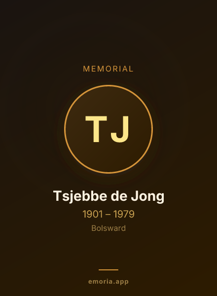 Memorial portrait of Tsjebbe de Jong