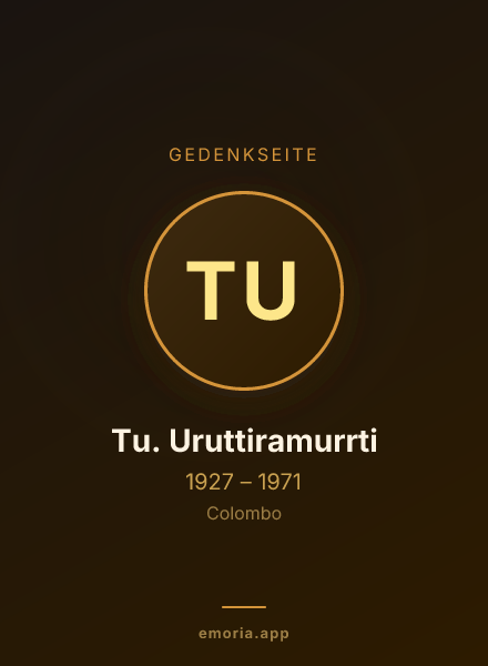 Gedenkportrait von Tu. Uruttiramurrti