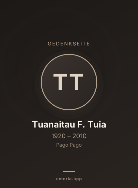 Gedenkportrait von Tuanaitau F. Tuia