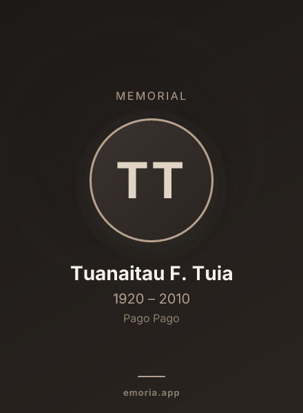 Memorial portrait of Tuanaitau F. Tuia