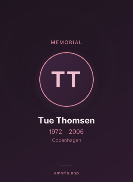 Memorial portrait of Tue Thomsen