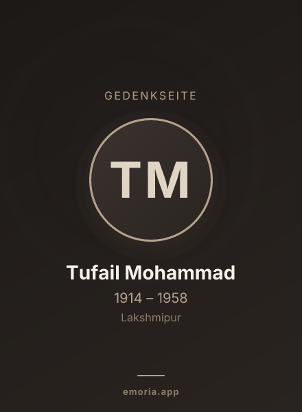 Gedenkportrait von Tufail Mohammad