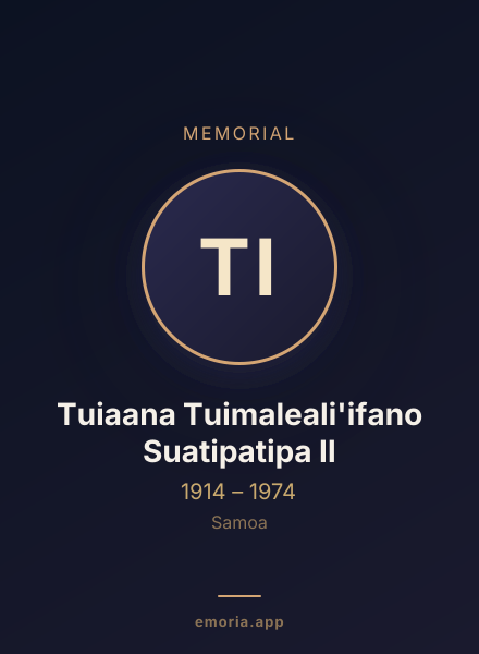 Memorial portrait of Tuiaana Tuimaleali'ifano Suatipatipa II