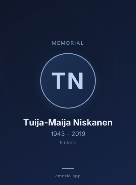 Memorial portrait of Tuija-Maija Niskanen