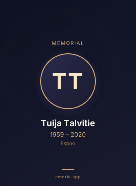 Memorial portrait of Tuija Talvitie