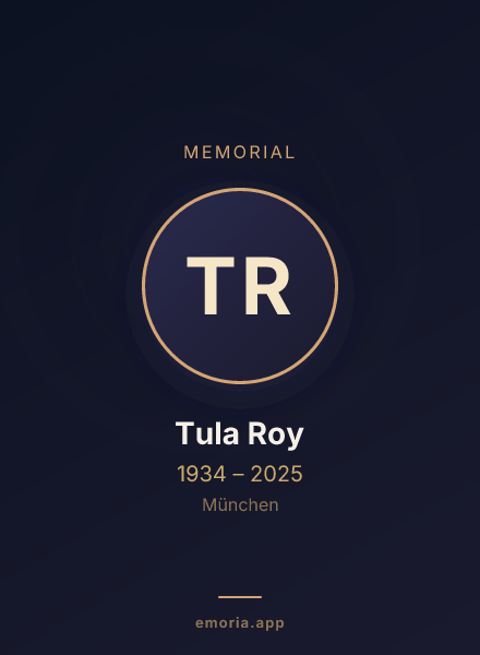 Memorial portrait of Tula Roy