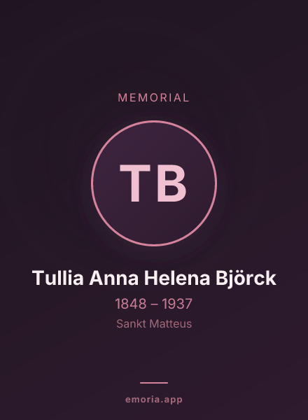 Memorial portrait of Tullia Anna Helena Björck