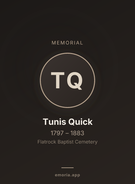 Memorial portrait of Tunis Quick
