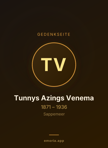 Gedenkportrait von Tunnys Azings Venema