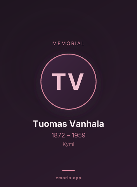Memorial portrait of Tuomas Vanhala