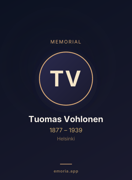 Memorial portrait of Tuomas Vohlonen