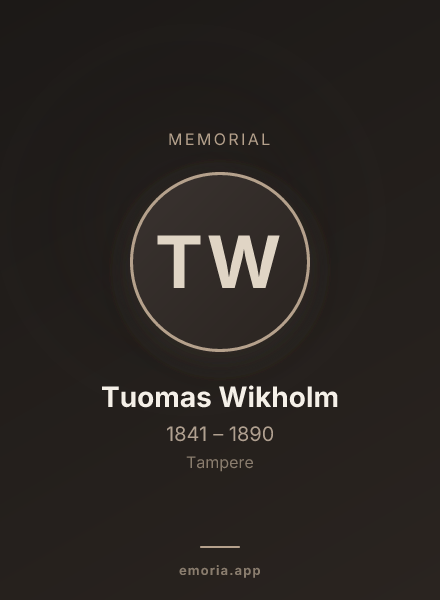 Memorial portrait of Tuomas Wikholm